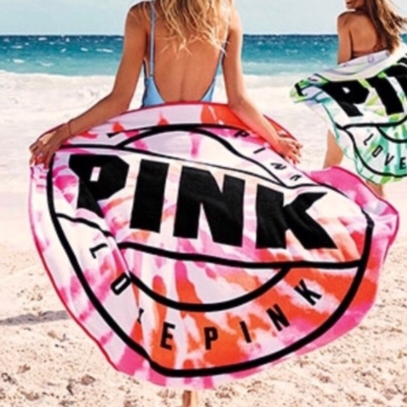 PINK Victoria's Secret Accessories - 55” Round Beach Blanket Towel Victoria’s Pink NEW